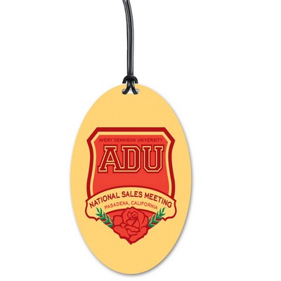 Screen Printed Poly Write-on Tag w/ Flexible Plastic Loop Strap (3.5"x5.5") Oval