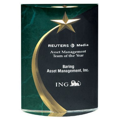 6.75" GREEN MARBLE TROPHY( engraved )