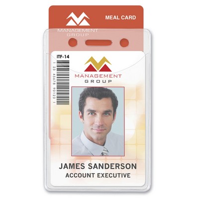 Vertical 2-Pocket Credit-Card-Size Premium Vinyl Badge Holders, 2.38" x 3.38"