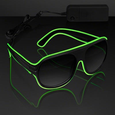 Green "Neon Look" Aviator EL Shades - BLANK