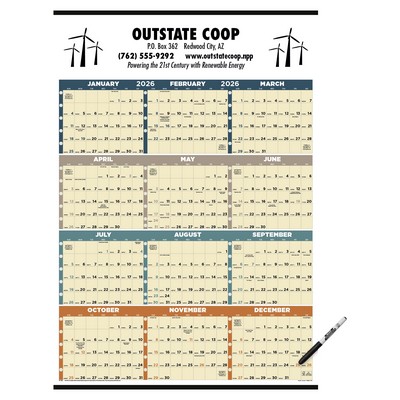 Triumph® Calendars Time Management Span-A-Year (Laminated w/Marker) Calendar