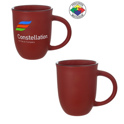 14 Oz. Satin Matte Red Salem Mug with Black Halo - Dishwasher Safe - Precision Spot Color