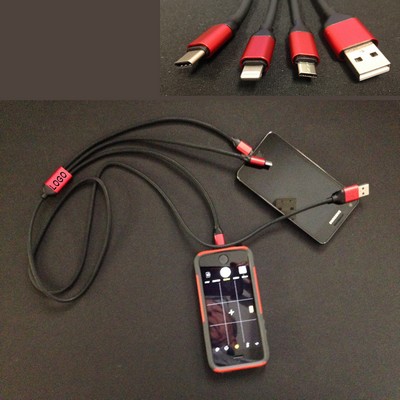 12" Long 3-in-1 Fast Charging Cable for New/Old Samsung/Apple Phones