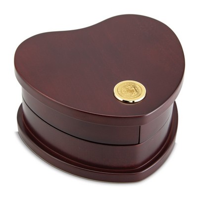 Heart Shaped Jewelry Box W/ Gold Medallion