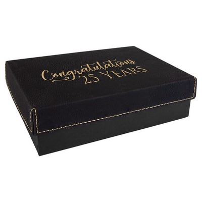 Engraved Faux Leather Gift Box, Black, 7 3/8"(L) x 5 3/4"(W) x 2 1/4"(H)