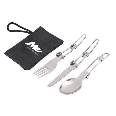 Foldable Spoon Fork Knife Set w/Pouch