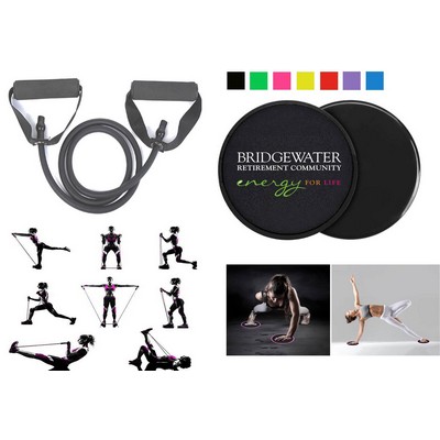 Promotek iBank® Exercise Band + Fitness Sliders (Black)