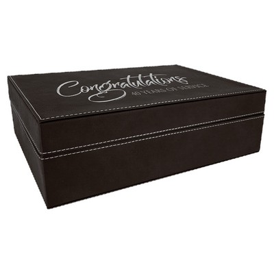 Engraved Faux Leather Gift Box, Black, 12 1/4"(L) x 8 1/4"(W) x 3 3/4"(H)