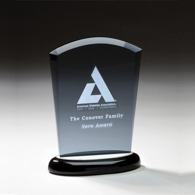 6" Smoked Glass Award w/Aluminum Accents