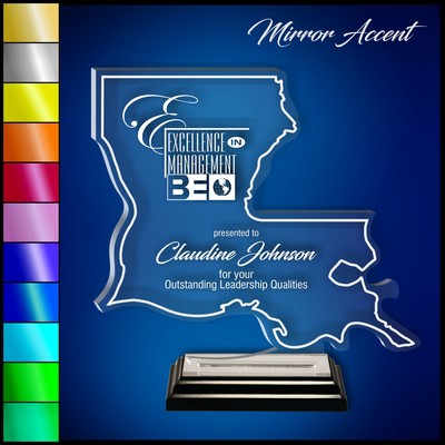 6" Louisiana Clear Acrylic Award with Mirror Accent