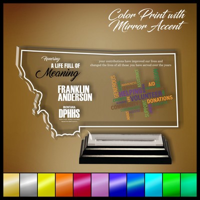 7" Montana Clear Acrylic Award with Color Print and Mirror Accent