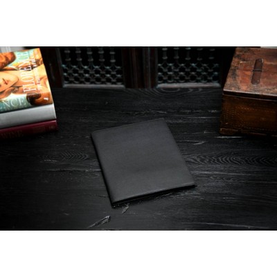 Large Pebble Calf Leather Executive Padfolio - Onyx Black - Borlino