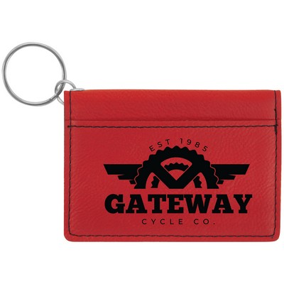 Red Leatherette Keychain ID Holder