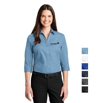 Port Authority Women's 3/4-Sleeve Carefree Poplin Shirt