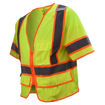 Radians® Economy Type R Class 2 Hi-Vis Green Mesh Safety Vest with Zipper