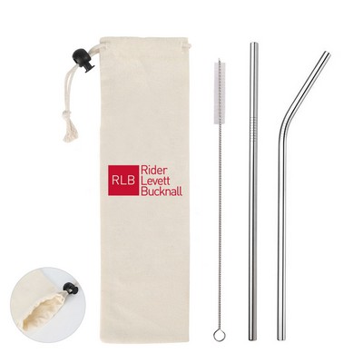 Stainless Steel Straw Set with Jute Bag