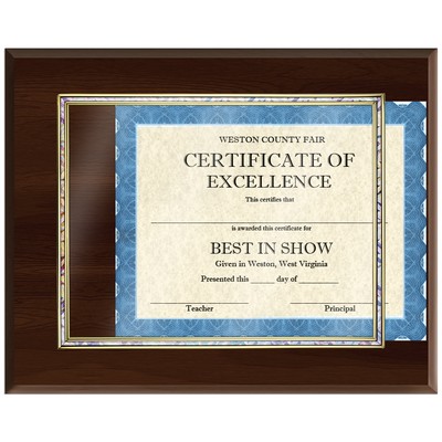 Cherry Finish Plaque w/Certificate Insert Frame (12"x15")