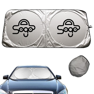 Car Windshield Sun Shade with Storage Pouch