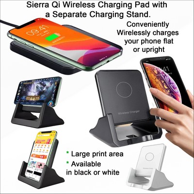 Sierra Qi Wireless Charging Pad with a Separate Stand Fast Charging 10 watts No Extra Tariff