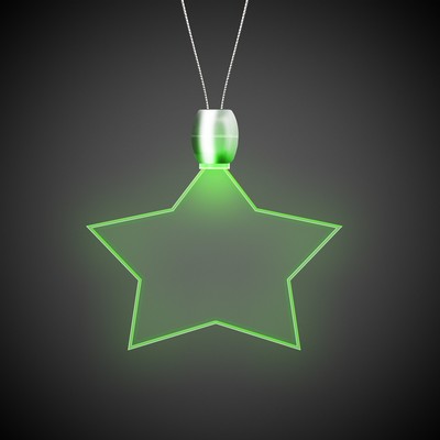 24" Green Star Light-Up Pendant Necklace(Digi-Printed)