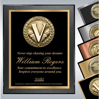 Piano Carbon Fiber Finish Plaque w/Choice of Double Plate and Medallion (12" x 15")
