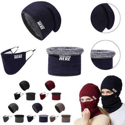 Unisex Crochet Hat Scarf Breath Mask Set