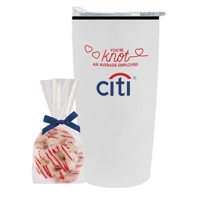 Promo Revolution-20 Oz. Straight Tumbler w/Plastic Liner Gift Set w/Valentine's Day Yogurt Pretzels