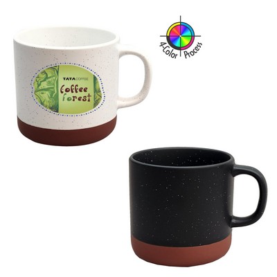 13 Oz. Satin Black Speckled Vintage Phoenix Mug w/Terra Cotta Base - Dishwasher Safe - Full Color