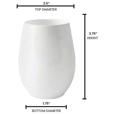 12 Oz. White Elegant Stemless Plastic Glass