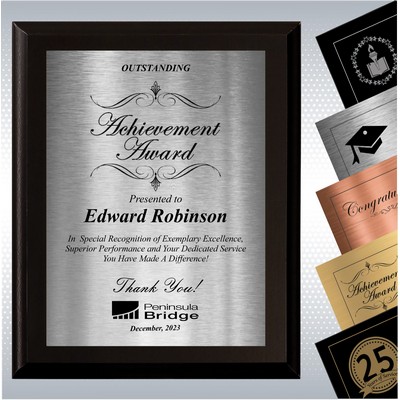 Black Matte Finish Wood Excellence Plaque , Employee Recognition Gift Award (9" x 12")