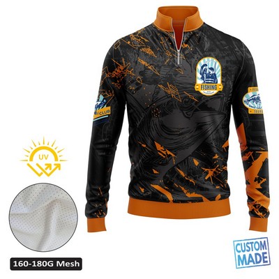 Sublimation 180G Mesh UPF 50+ Long Sleeve Fishing Quarter Zip - Men's, Wome