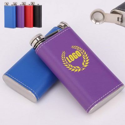 5 Ounce Leather Cover Hip Flask Whiskey Jug Men Gift
