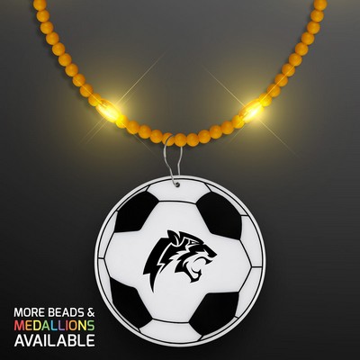 Still-Light Yellow Beads With Soccer Ball Medallion - PRINTED