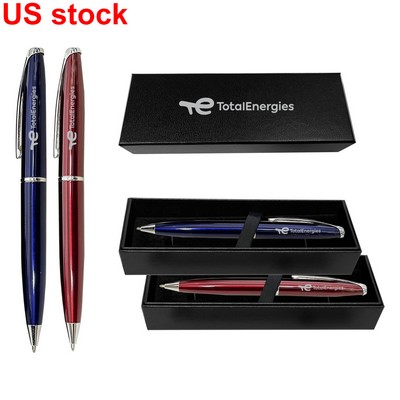Diplomat Twist-Action Brass Ballpoint Pen w/ Black Box