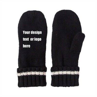 Winter Knit Mittens Warm Gloves