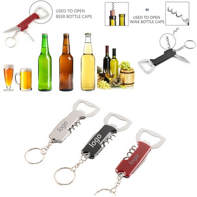 Manual Bottle Lid Opener Wine Corkscrews Keychain
