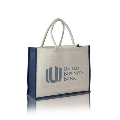 Cotton gift bag with jute accents and self handles