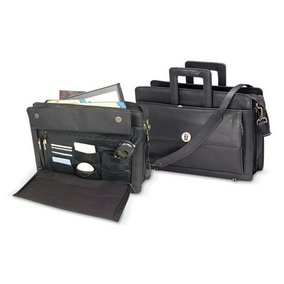 Leather Briefcase W/ Color Medallion
