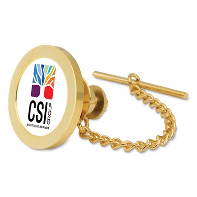 Gold Tie Tack/Lapel Pin W/ Color Medallion