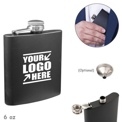 Black 6 Oz. Stainless Flask