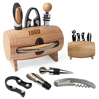 Wine Bottle Opener Set In Barrel
