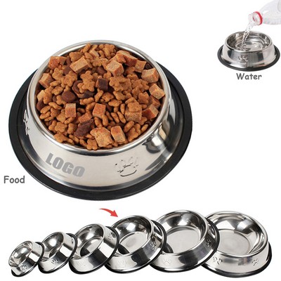 25 Cm Paw Mark Metal Pet Food Bowl