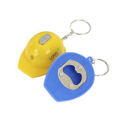 Functional Hat Bottle Opener Keychain With Flashlight