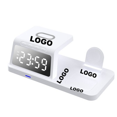 ABS USB Wireless Charging Station w/Digital Alarm Clock
