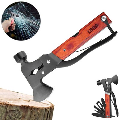Wooden Panel Multi Emergency Hammer With Axe Essential Tools