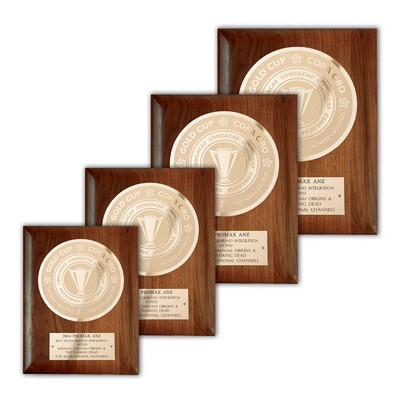 Etch/Frosted Plaq - Walnut Rolled Edge/Gold