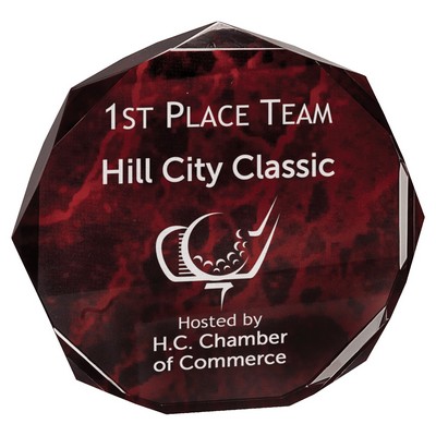5" Red Marble Octagon Acrylic Award
