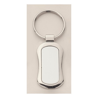 Polished Silver Key Ring w/Matte Silver Engravable Insert