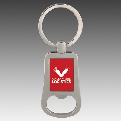 2.1" Silver/Red Bottle Opener Keychain