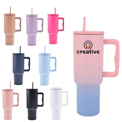 30oz Stainless Steel Insulated Mug with Straw & Handle